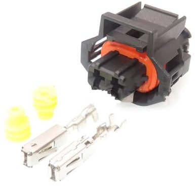 ChunLK 1 Satz 2 Löcher 936059-1 AC-Montagesensor Kunststoffgehäuse Wasserdichter Adapter Auto-Elektrokabelbuchse Auto-Elektrostecker(Svart)