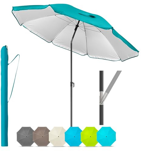 4smile Sonnenschirm Strand 160 cm in Türkis - Höhenverstellbarer Strandschirm SunnyJoy UPF 50+ für Sonnenschutz Strand, Strandschirm windfest stabil - Sonnenschirm mit Schutzhülle, Gartenschirm