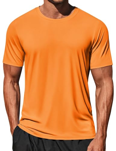 Mens T Shirt Gym Short Sleeve Quick Dry Running T-Shirts Lightweight UPF 50+ Sun Protection Workout Athletic Tops