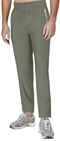 DUHENWU Jogginghose Herren Sporthose Lang Eisseide Schnelltrocknend Freizeithose Trainingshose Fitness Sweathose Breite Laufhose Elastischer Bund Mit Kordelzug Hose mit Reißverschlusstaschen