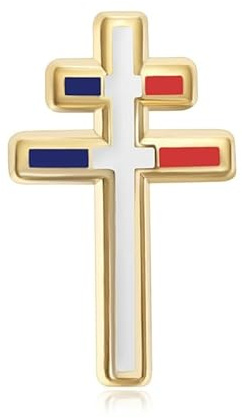BOBIJOO Jewelry - Pin's Croix de Lorraine 20mm Bleu Blanc Rouge - Finition Émaillée et Dorée à l'Or Fin