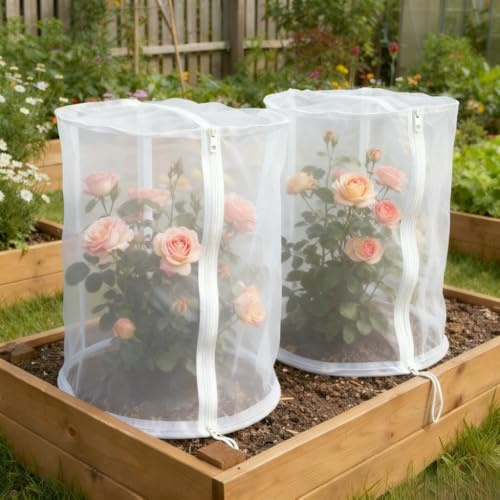 Pflanzenabdeckungen, wiederverwendbar, kuppelförmig, Pflanzenschutz, Insektenschutz, atmungsaktiv, für Tomaten, Gurken, Rosen (45 x 45 x 80 cm), 2 Stück