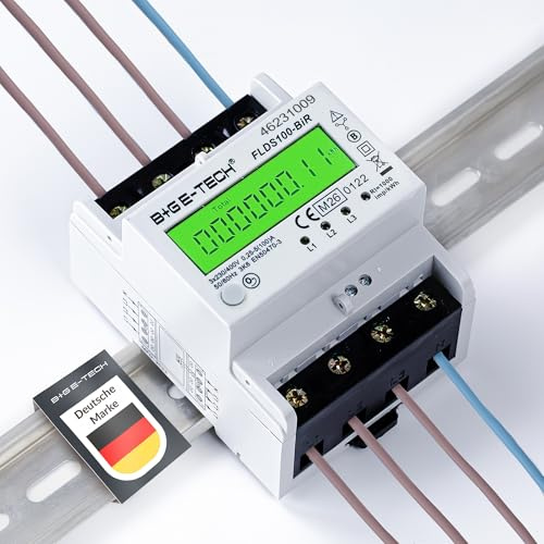 Digitaler 3-Phasen Drehstromzähler [FLDS100BiR - MID 26] - Stromzähler für TS35 Hutschiene, MID geeicht, digitaler LCD Drehstromzähler mit S0, 100A, 400V