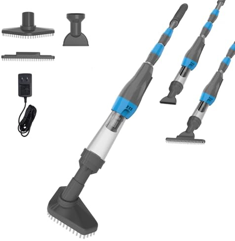 PoolyPoly 3 en 1 Aspirateur de Piscine sans Fil, Aspirateur pour Spa à Batterie Rechargeable, Aspirateur à Main Électrique pour Piscine, Spa, Jaccuzi - Temps d'Exécution 90 Minutes, Gris