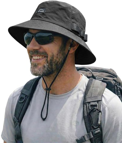 Hat Hut Sonnenhut für Herren, UPF 50+, Atmungsaktive Cooling Fischerhut, Leicht Bucket Hat für Outdoor Wandern Angeln