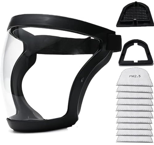 ZVD Maschera Protettiva Viso Da Lavoro, Equipaggiamento Di Protezione Completa Per Unisex E Adulti, Visiera Protettiva Trasparente Riutilizzabile Senza Appannamento Con Cinturino (1pcs)