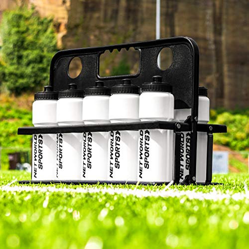 10 Sports Water Bottles [White] with Foldable Carrier - 750ml Sports Drinks Bottles