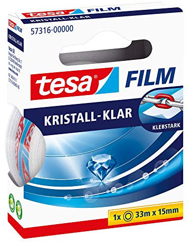 tesafilm kristall-klar - Hochtransparentes, alterungsbeständiges Klebeband mit starker Haftung - 33 m x 15 mm