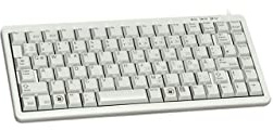 CHERRY G84-4100, Ultra-Flache Kompakttastatur, USB auf PS/2-Adapter, US-Layout (QWERTY), Platzsparend & Leicht, 20 Mio. Anschläge, Weiß