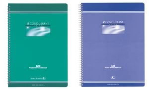 Cahier reliure spirale 21x29,7 cm 180 pages grands carreaux papier 70g NF 66 CONQUERANT SEPT