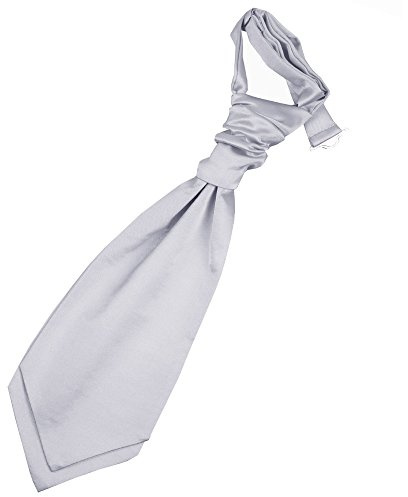 DQT Boys Plain Satin Pre-Tied Scrunchie Cravat - Wedding Pageboy Formal - Silver