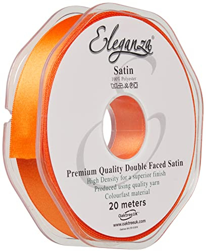 ELEGANZA Double Faced Satin 15mm x 20m Orange No.04, 15 mm x 20 m