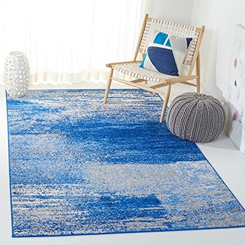 SAFAVIEH Adirondack Collection Accent Rug - 4' x 6', Silver & Blue, Modern Abstract Design, Non-Shedding & Easy Care, Ideal for High Traffic Areas in Entryway, Living Room, Bedroom (ADR112F)