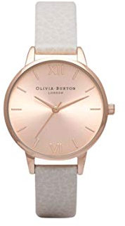 Olivia Burton Analog Quarzuhr für Damen mit Graues Lederarmband - OB14MD21