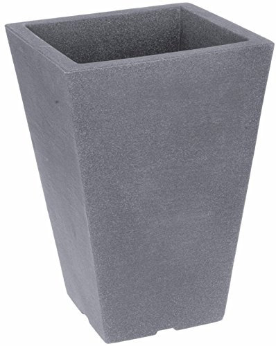 Alto Cuadrado Gris Interior Exterior Maceta para Plantas 35cm Alto Efecto de Piedra