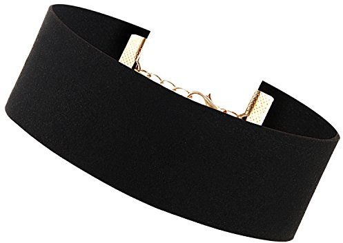 Flongo Velvet Chokers Band Choker Set Lederhalsband Damen Halskette für Frauen Mädchen, 4 Stück Schwarz Weiß Lila Braun