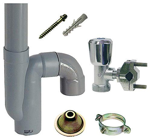SOMATHERM FOR YOU - Kit d'installation pour 1 machine à laver. Kit contenant 1 Robinet de machine à laver auto-perceur en laiton chromé + 1 Siphon à sortie verticale avec ses accessoires de fixation