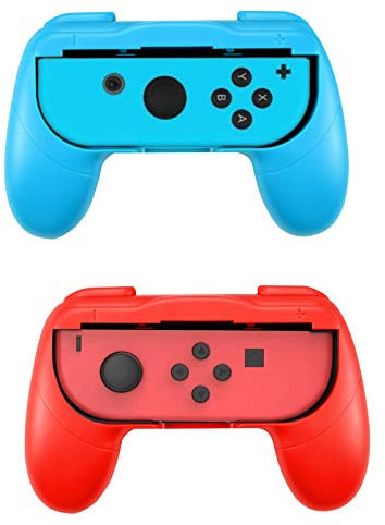 Kit de agarre para mandos Joy-Con Nintendo Switch, mango resistente al desgaste Joy-con para Nintendo Switch, paquete de 2 (rojo/azul)