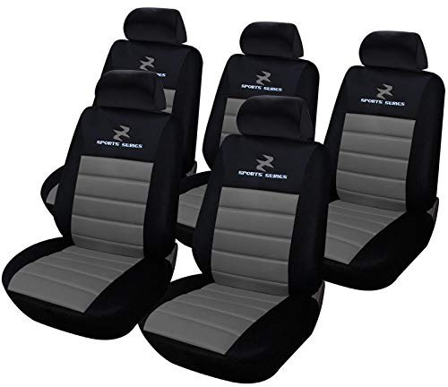 eSituro 5er Einzelsitzbezug Sitzbezüge für Auto Schonbezug Schoner Dicke gepolstert grau
