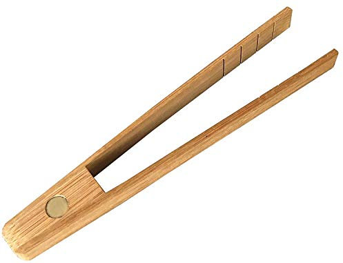 EPRHY Toaster Tongs With Magnet Kitchen Utensils For Cooking & Holding Toast Bacon Muffin Bagel Bread | 7.5 Inch Long Natural Toxic Free