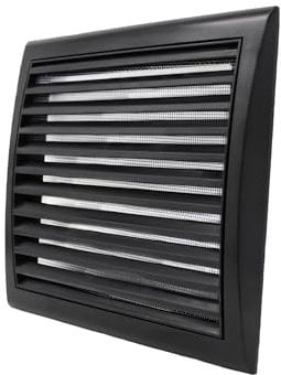 Universal Black Vent Cover with Fly Mesh for 100, 125 or 150 mm Diameter Holes. for Cooker Hoods, Bathroom Extractor Fans, Tumble Dryers. 193x188mm