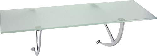 ib style® Glasregal 10mm | inkl. Befestigungsclip FERMALIBRO Verchromt|6 Größen|2 Dekore| Satiniert | 90x30cm