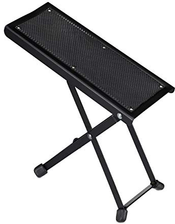 Relaxdays Fußbank Gitarre, ergonomische Haltung, rutschfest, faltbar, 4 Höheneinstellungen, Gitarrenfußständer, schwarz