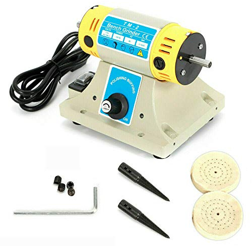 SHZICMY Poliermaschine, Elektrische Schleifmaschine, Multifunktions Bench Grinder, Mini Polierbock, 320W, 800-10000rpm, Kunststoff, Metall, Hauptkrper, 2 Stoffrder