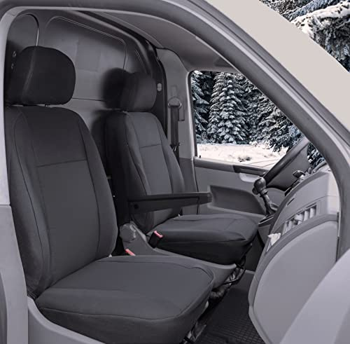 KegelBlazusiak Sitzbezüge passgenau Schonbezüge Roco geeignet für VW T5 Transporter Bj. 2003-2015 Erste Reihe 2-Sitzer, Schwarz