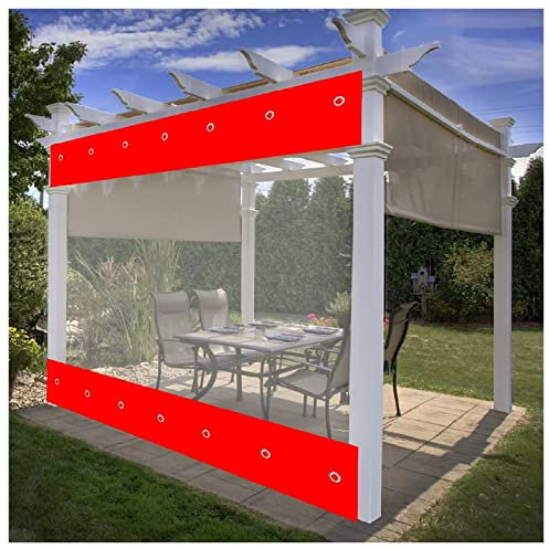 LIJINBO Tarpaulin Outdoor Vinyl Curtain Waterproof, Canopies & Transparent Tarp Panel, Tent Side Windshield 100% Weather Resistant With Grommets & Hook For Pergola, Porch And Garage
