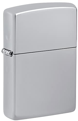 Zippo Sturmfeuerzeug - High Polish Chrome mit seitlicher Flammengravur - Nachfüllbar - Wiederverwendbar - Windfestes Design - Geschenkbox - Made in USA - Amazon Exclusive