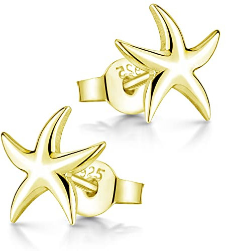 Materia Seestern Ohrstecker gold - Damen Ohrringe Silber 925 vergoldet Ø 7mm SO-423-G
