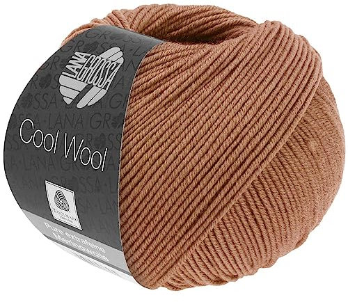 LANA GROSSA Cool Wool Uni | Extrafeine Merinowolle waschmaschinenfest und filzfrei | Handstrickgarn aus 100% Schurwolle (Merino extrafein) | 50g Wolle zum Stricken & Häkeln | 160m Garn FB 2094