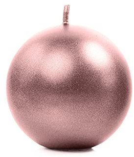 Bougies sphériques métalliques PartyDeco or rose 8 cm