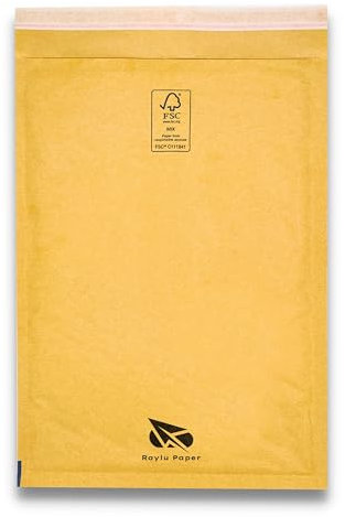 RAYLU PAPER - 10 Stück gepolsterte Kraft-Blasen-Umschläge mit Selbstklebendem Verschluss, gepolsterte Kraft-Umschläge für den Versand, Farbe Braun (110 x 160 mm)