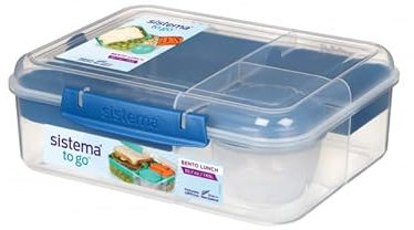 Sistema Lot de 4 boîtes à déjeuner Bento To Go avec pot de fruit/yaourt, 1,65 l, bleu océan