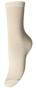 PIECES WHITELISTED Women's Pcsebby Glitter Long 1 Pack Socks Noos, Birch/Detail: Gold Colour Lurex, One Size