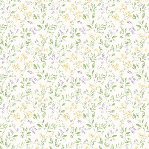G45456 - Just Kitchens Spring Leaf Trail Lilac Yellow Green Galerie Wallpaper