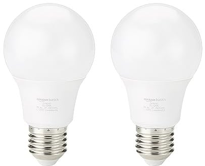 Amazon Basics LED-Leuchtmittel mit E27 Edisongewinde, 8 W (entspricht 60 W), Warmweiß, Nicht Dimmbar (2 Stück)