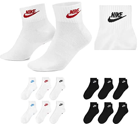 NIKE U NK V CUSH Knöchelsocken für Erwachsene, Unisex, 3 Stück, 6 Paar schwarz, 6 Paar mehrfarbig, 46-50
