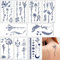 Qpout 9Feuilles Tatouages semi-permanents pour femmes filles Tatouages temporaires réalistes Art corporel Tatouage Autocollants Bleu foncé imperméable faux tatouages longue durée de 2 semaines