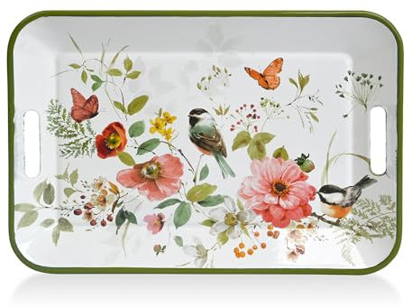 All Chic Plato esmaltado pequeño redondo blanco platos de cena con estampado de flores, plato de pasta hecho a mano, plato de ensalada, platos de camping esmaltados