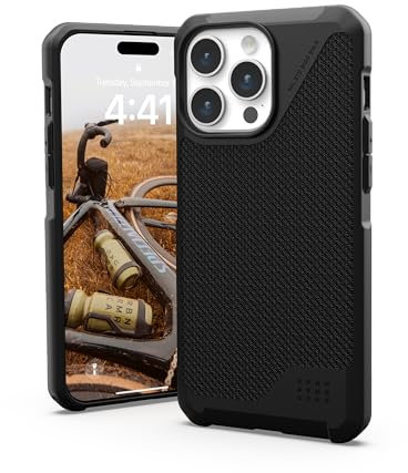 URBAN ARMOR GEAR UAG Case Compatible with iPhone 15 Pro Max Case 6.7 Metropolis LT Kevlar Black Built-in Magnet Compatible with MagSafe Charging Rugged Military Grade Dropproof Protective Cover