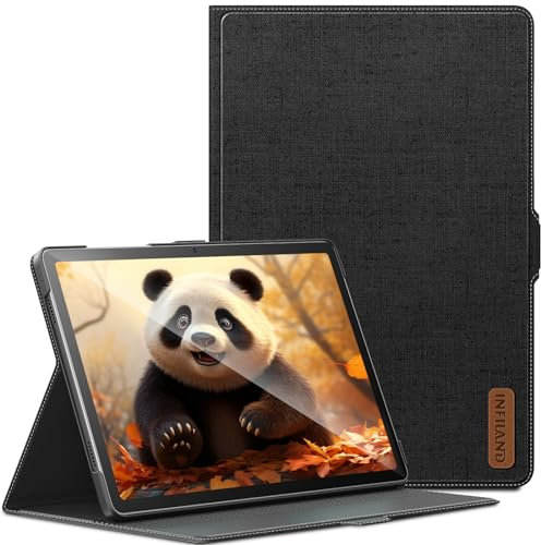 INFILAND Hülle für Samsung Galaxy Tab A9+/ A9 Plus 11 Zoll 2023 (SM-X210/ X216/ X218), [Schutzhülle Ultradünne PU Leder] [Multi Winkel Ständer] [ Auto Wachen/Schlafen], Schwarz