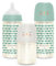 Suavinex, Pack Biberons en Verre, Anti-colique, avec Tétine Symétrique SX Pro en Silicone, 1 Biberon 120 ml à Débit Lent (S) + 2 Biberons 240 ml à Débit Moyen (M), +0 Mois, Bonhomia Vert