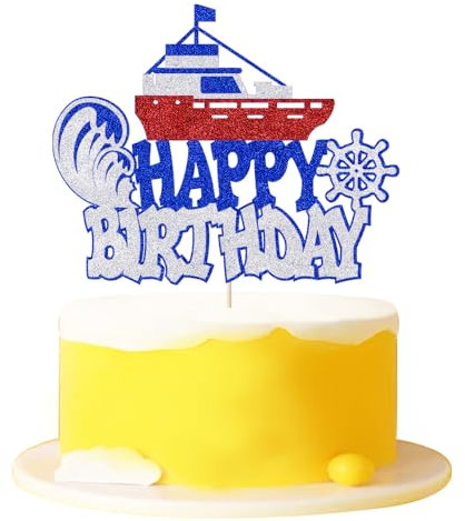 Pirate Ship Cake Topper-Nautical Sailing cake,Pirate Theme ,Baby Shower, Kids,children Boys and Girls Happy Birthday Party Selection Cake Decoration (pirate ship)