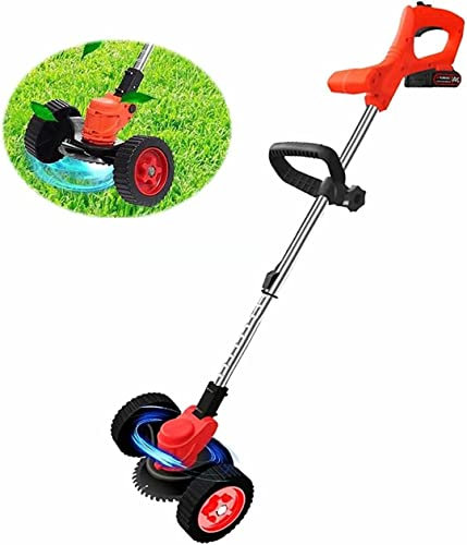 GaRcan Cortacésped inalámbrico con Rueda, cortacésped eléctrico de Mano, cortacésped Recargable, Adecuado para Granjas y pastos, Rojo