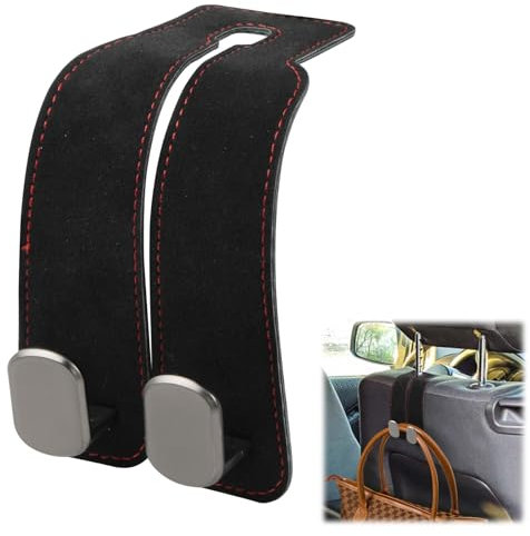 Anseom Auto Lagerung Haken, Schwarz Auto Kopfstützenhaken Doppelhaken für Autositzrückseite, Universal Auto Haken Rücksitz 2 In 1 Kopfstütze Kleiderbügel Multifunktional Handtaschenhalter für Auto