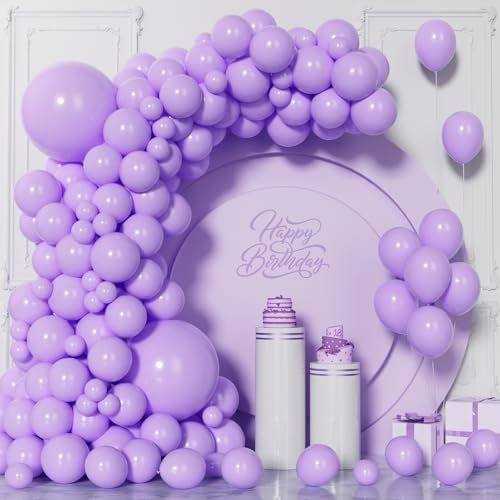 Visun Lila Luftballons, 130 Stück Pastell Ballon Girlanden bogen Set, 5/9/10/12/18 Zoll Macaron Lila Ballon für Frauen Mädchen Jungen Männer Geburtstag Hochzeit Babyparty Party Dekorationen