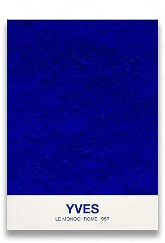 Zchdk Yhdesh Yves Klein Blaues Poster, Yves Klein, monochrome, blaue Leinwand, Wandkunst, abstrakte Malerei, Yves Klein, blaue Drucke für Heimdekoration, Bilder, 50 x 70 cm, ohne Rahmen